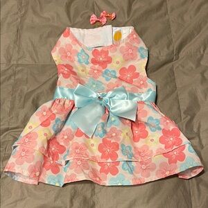 Floral dog  Dress with Bow